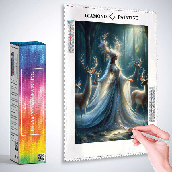 Woman with antlers and deer — Diamond Painting Kit, product view 3