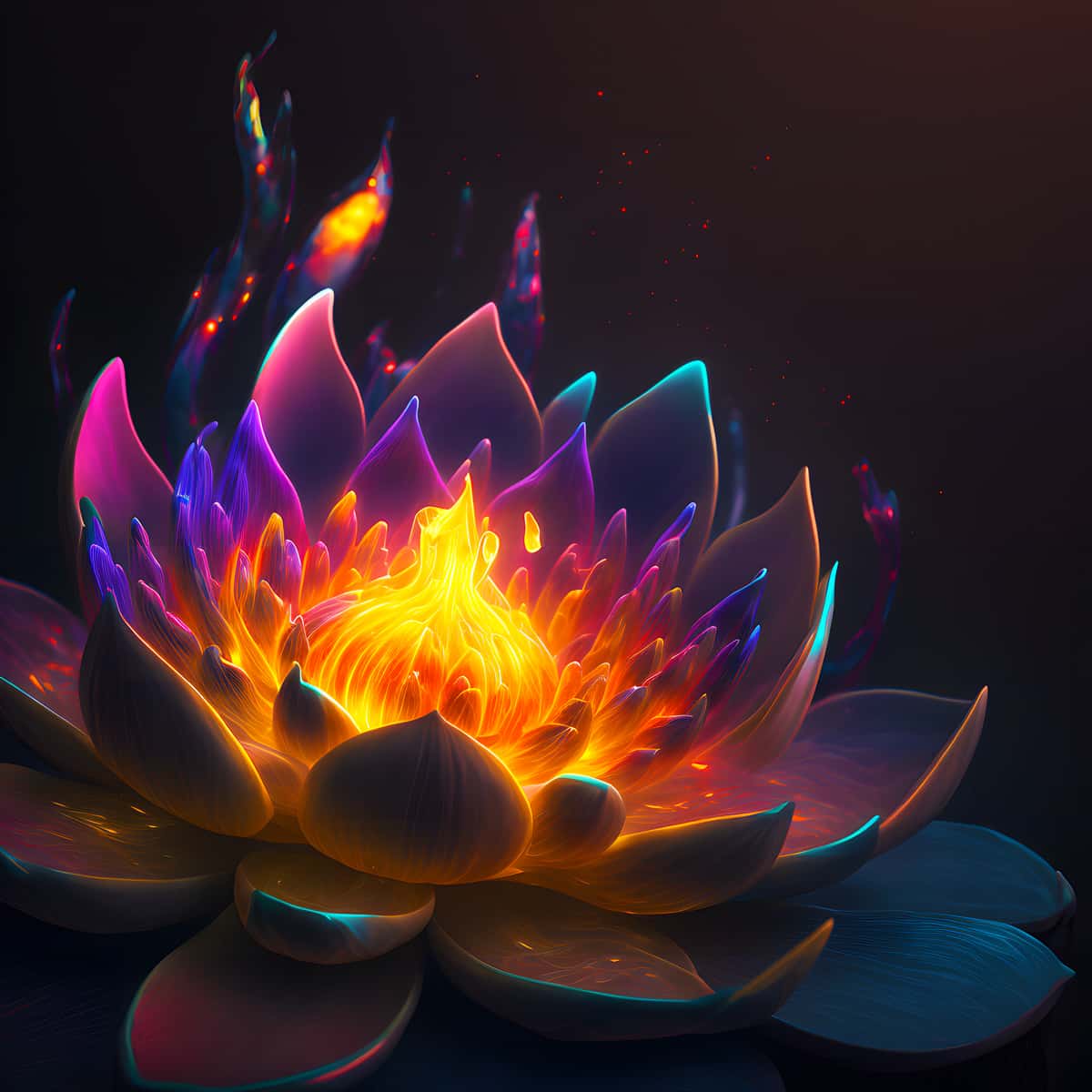 Fire Flower in the Night — AB Diamond Painting Kit design