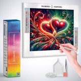 Two red hearts — Diamond Painting Kit, product view 3