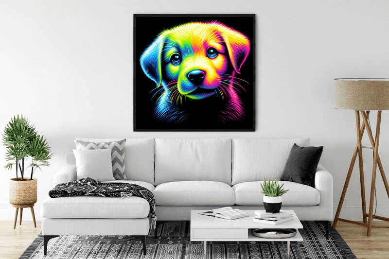 A Puppy's Colorful Awakening — Diamond Painting Kit, product view 2