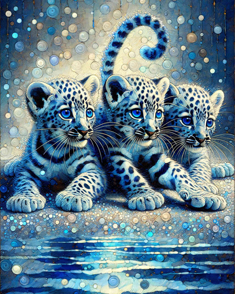 Color impression playing leopards — Diamond Painting Kit design