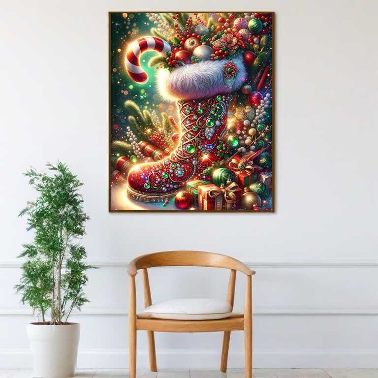Santa boot — Diamond Painting Kit, product view 2