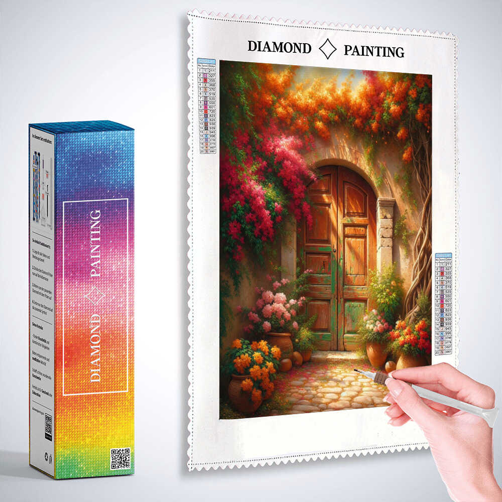 Mediterranean wooden door — Diamond Painting Kit, product view 3