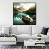 Three boats in a mountain lake — Diamond Painting Kit, product view 3