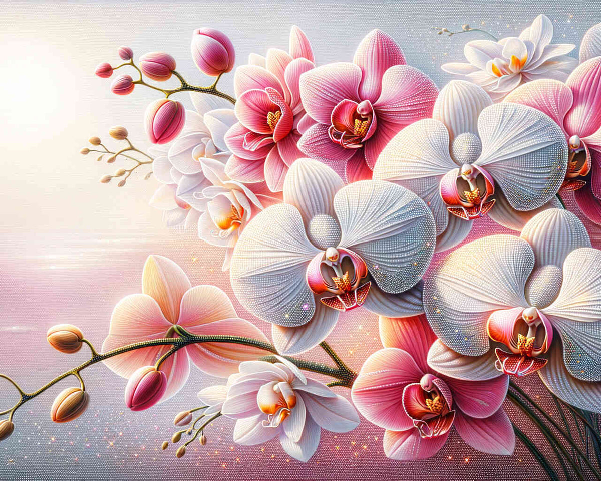 Pink and White Orchids — Diamond Painting Kit design