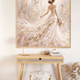 Woman with white dress, butterflies and flowers — Diamond Painting Kit, product view 2