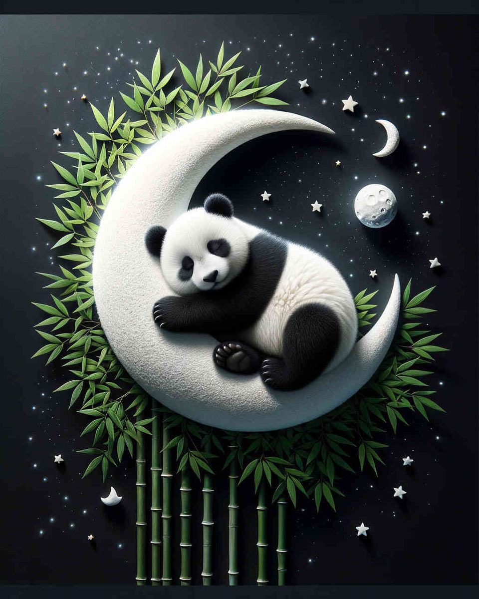 Panda bears on the moon — Diamond Painting Kit design