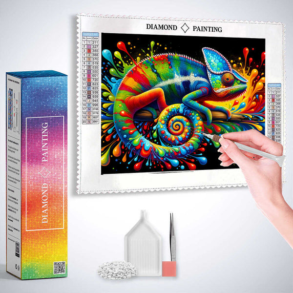 Chameleon Splash, colorful — Diamond Painting Kit, product view 3