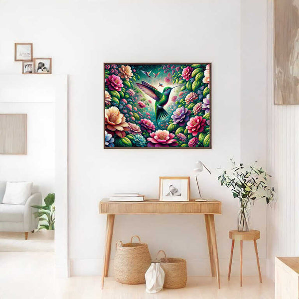 Hummingbird among the Flowers — Diamond Painting Kit, product view 2