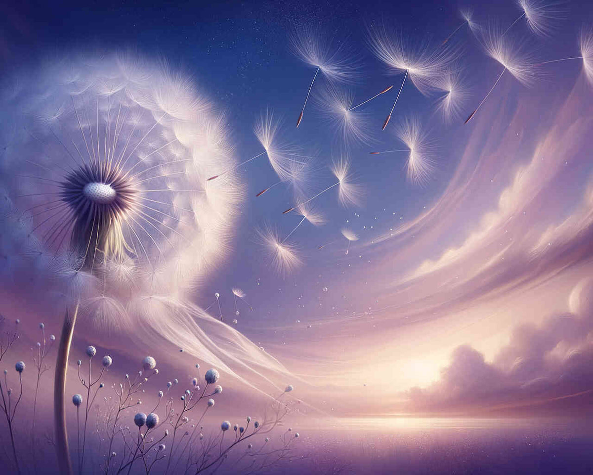 Dandelion beneath a Purple Sky — Diamond Painting Kit design