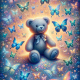 Teddi surrounded by butterflies — Diamond Painting Kit design