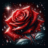 Red rose with water drops — Diamond Painting Kit design