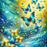 Blue, yellow butterflies — Diamond Painting Kit design