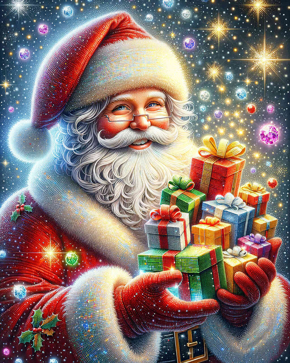 Gift-wrapped Santa Claus — Diamond Painting Kit design