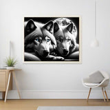 Wolf Pair in Black and White — Diamond Painting Kit, product view 2