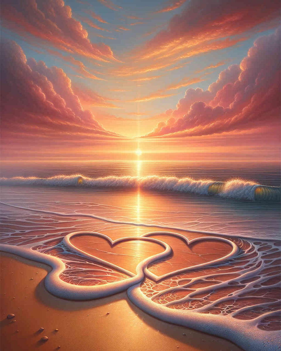 Two hearts on the beach — Diamond Painting Kit design