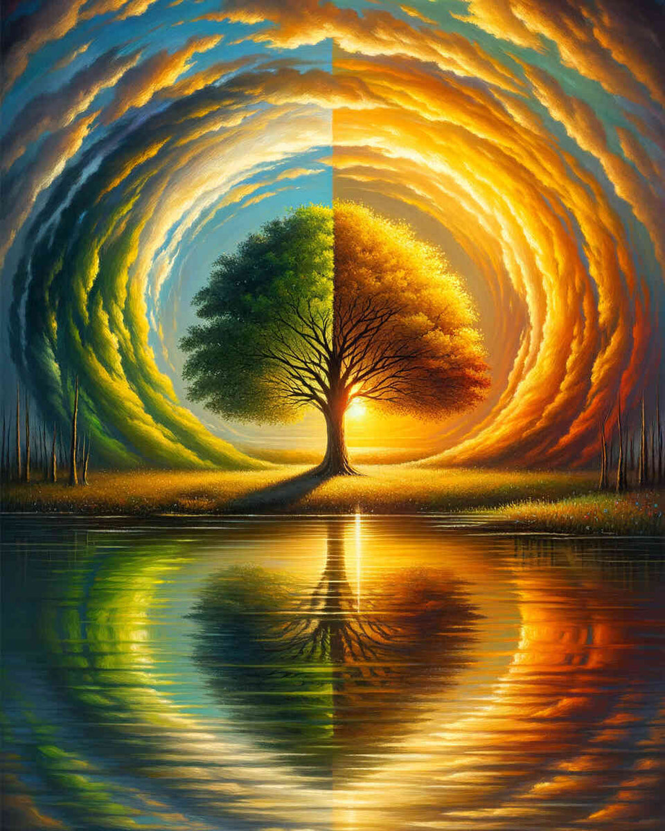 Seasons Tree, Sun — Diamond Painting Kit design