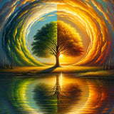 Seasons Tree, Sun — Diamond Painting Kit design
