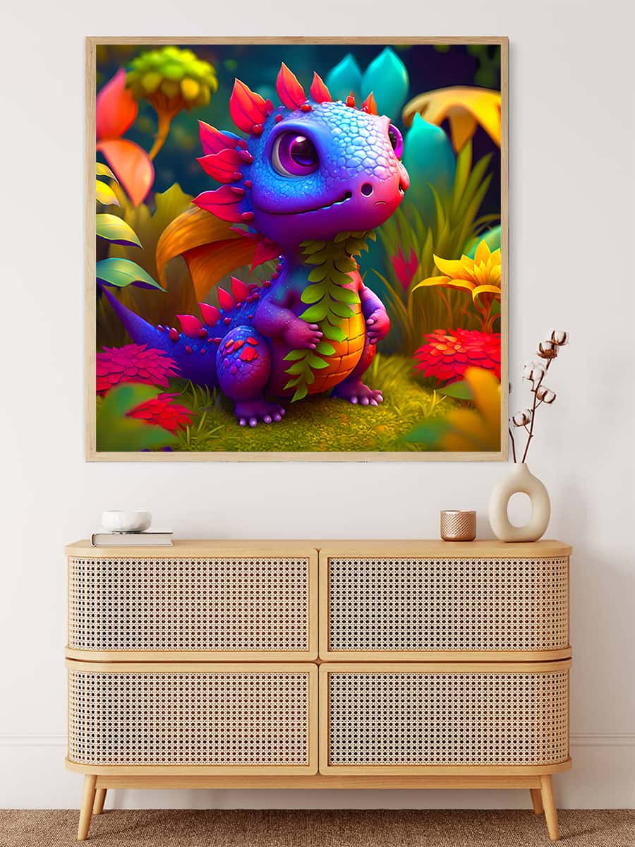 Dragon Baby in the Enchanted Forest — AB Diamond Painting Kit, product view 3