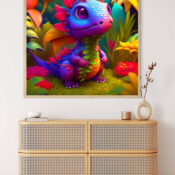 Dragon Baby in the Enchanted Forest — AB Diamond Painting Kit, product view 3