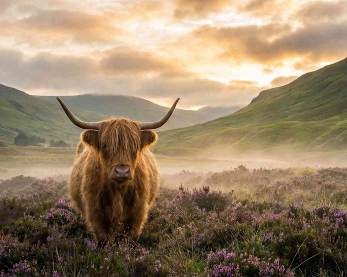 Highland Majesty in the Mist — Diamond Painting Kit design