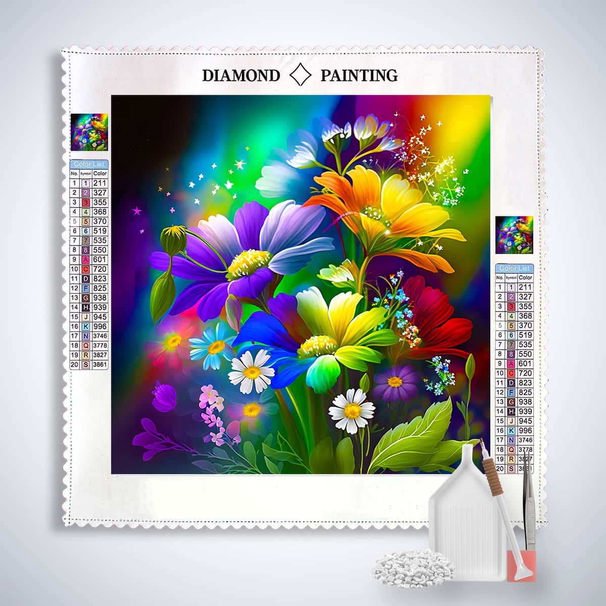 Rainbow Flowers — Diamond Painting Kit, product view 3