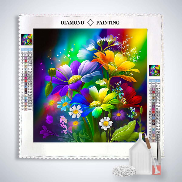 Rainbow Flowers — Diamond Painting Kit, product view 3