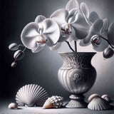 White orchid in vase — Diamond Painting Kit design