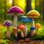 Rainbow mushrooms in the forest — AB Diamond Painting Kit design