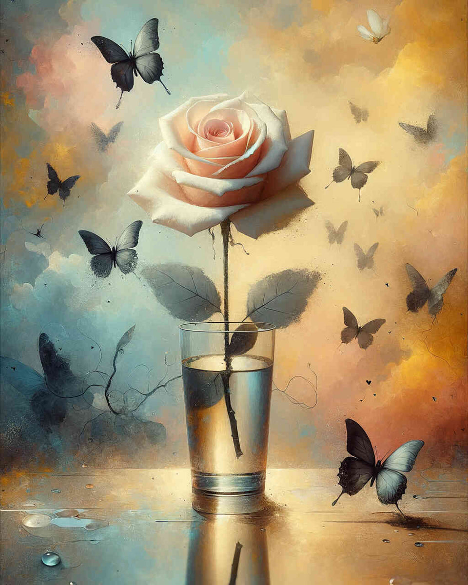 Rose in a glass — Diamond Painting Kit design