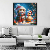 Cat with Christmas Duck — Diamond Painting Kit, product view 2