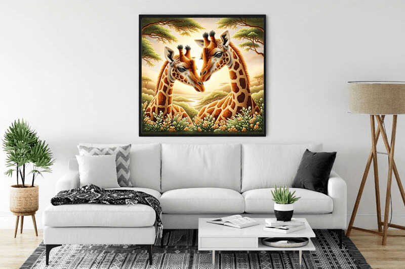 Giraffe Couple — Diamond Painting Kit, product view 2