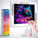 Black Cat in Neon Flowers — Diamond Painting Kit, product view 3