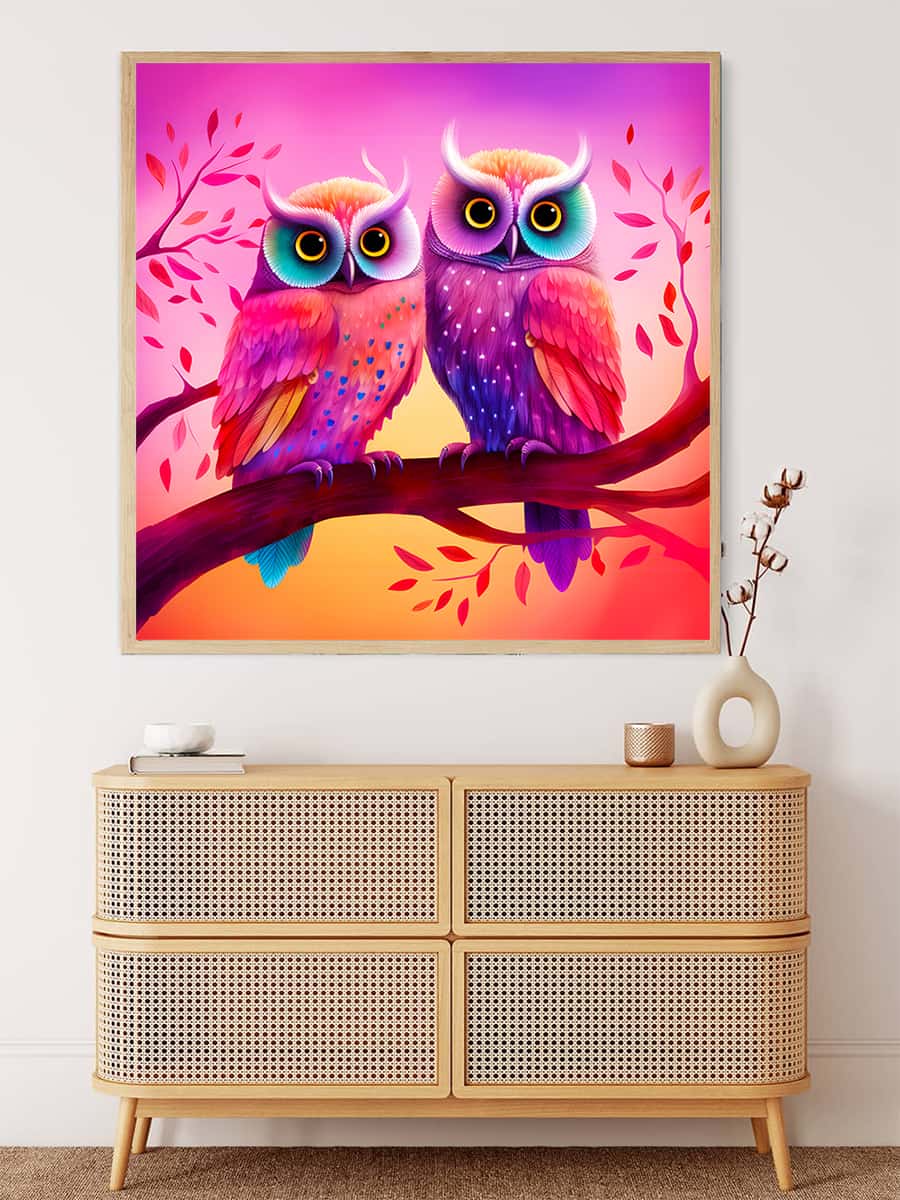 Owl Love — AB Diamond Painting Kit, product view 3