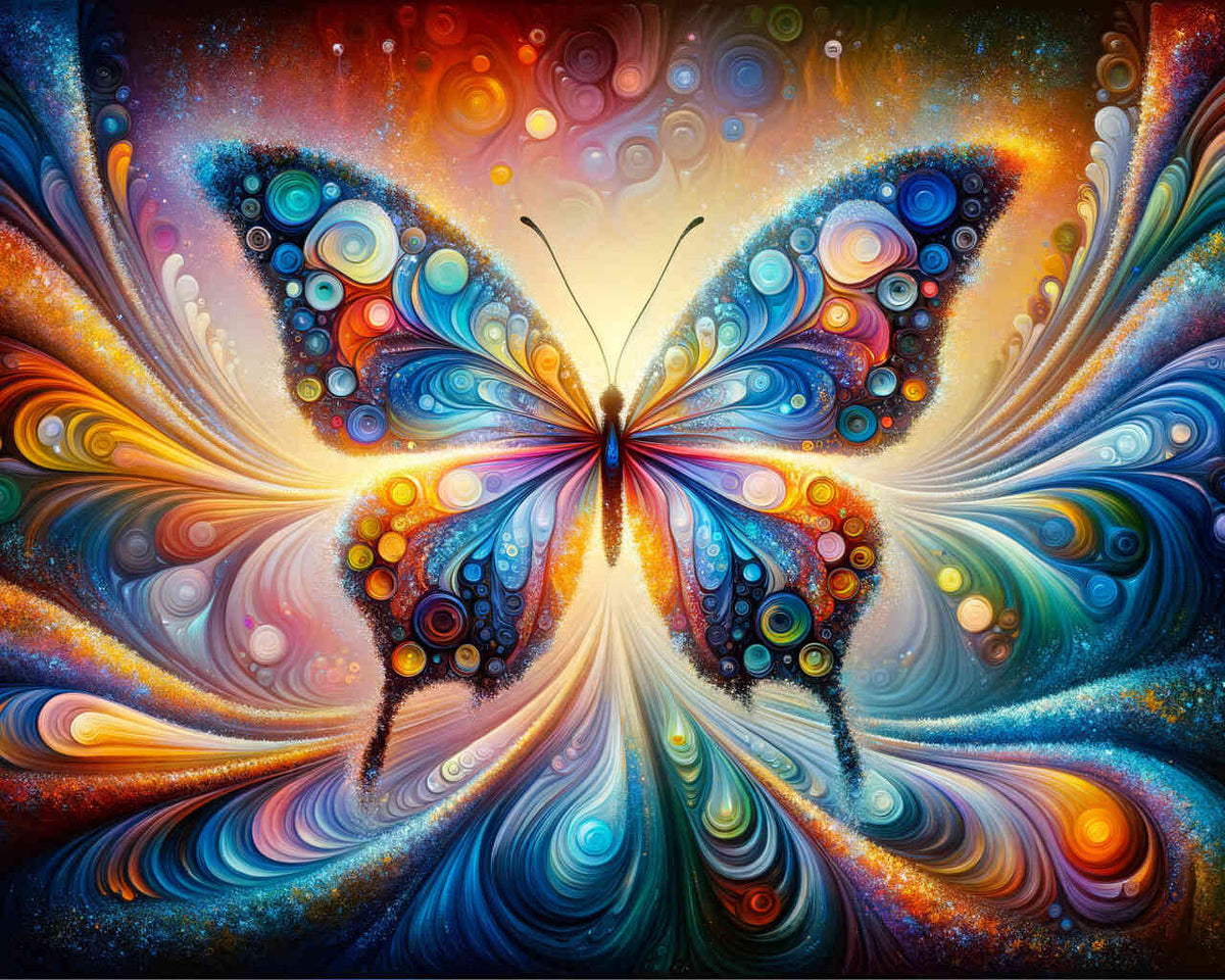 Colorful butterfly on colorful background — Diamond Painting Kit design