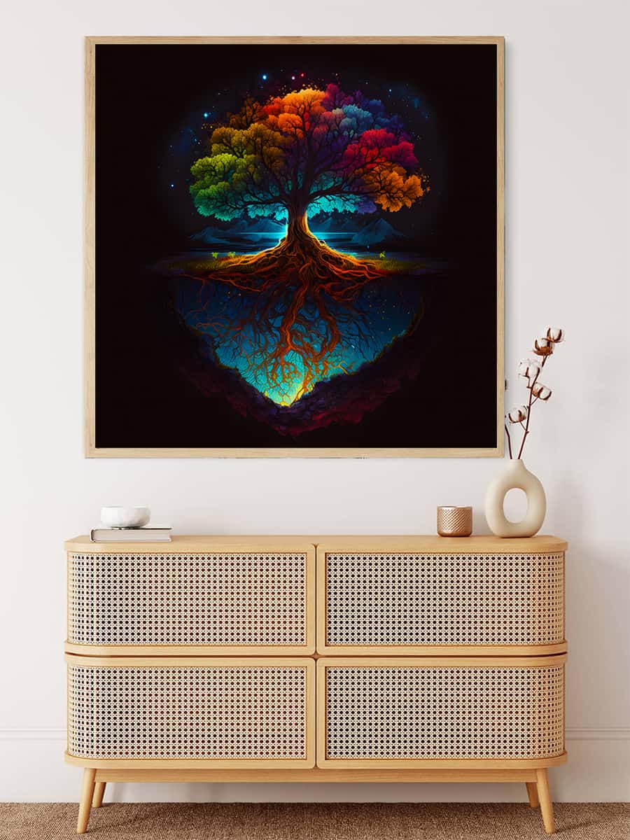Colorful tree in the night — AB Diamond Painting Kit, product view 3