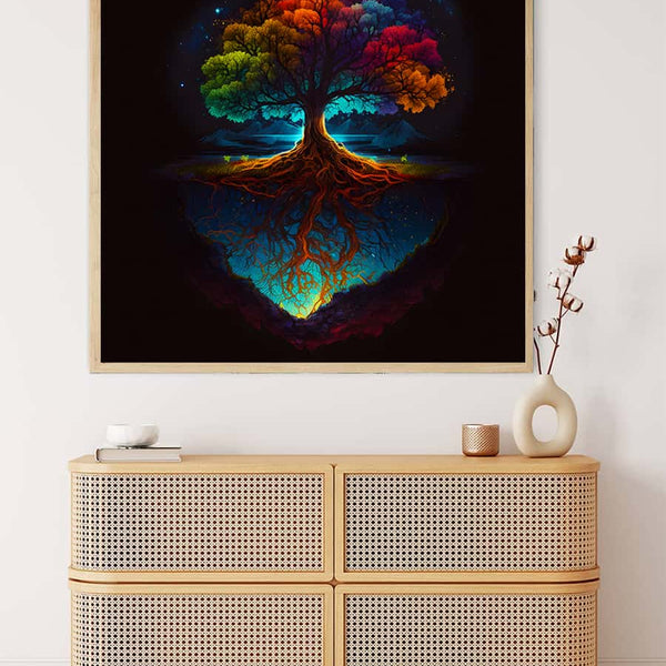 Colorful tree in the night — AB Diamond Painting Kit, product view 3