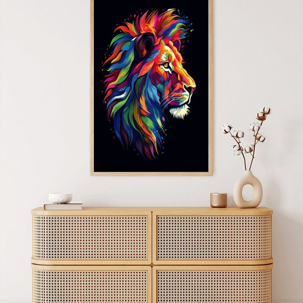 Magnificent lion in rainbow colors — Diamond Painting Kit, product view 3