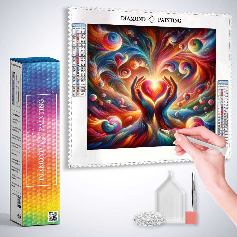 Heart swirl of colors — Diamond Painting Kit, product view 3