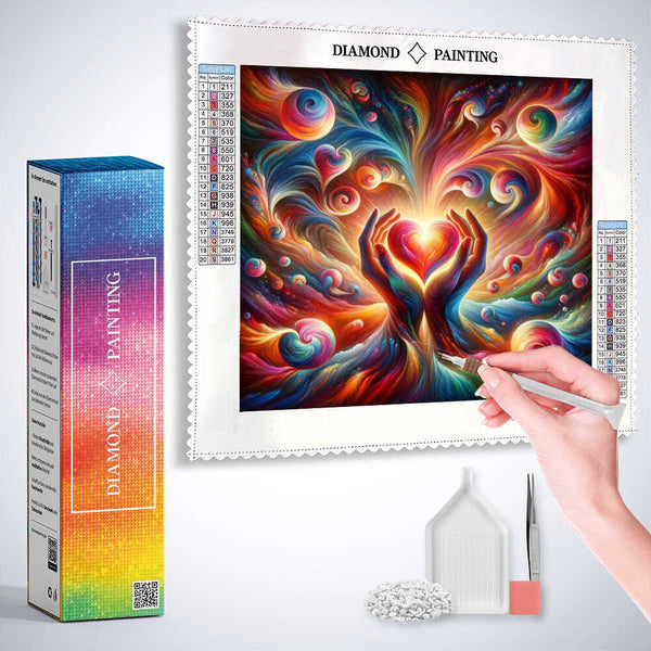 Heart swirl of colors — Diamond Painting Kit, product view 3