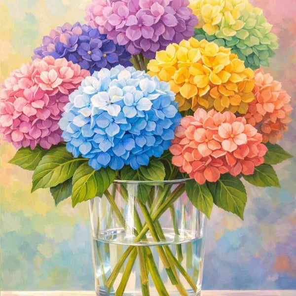 Rainbow Hydrangea Bouquet — Diamond Painting Kit design