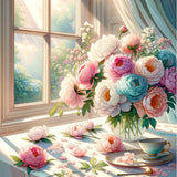 Peony tablecloth — Diamond Painting Kit design