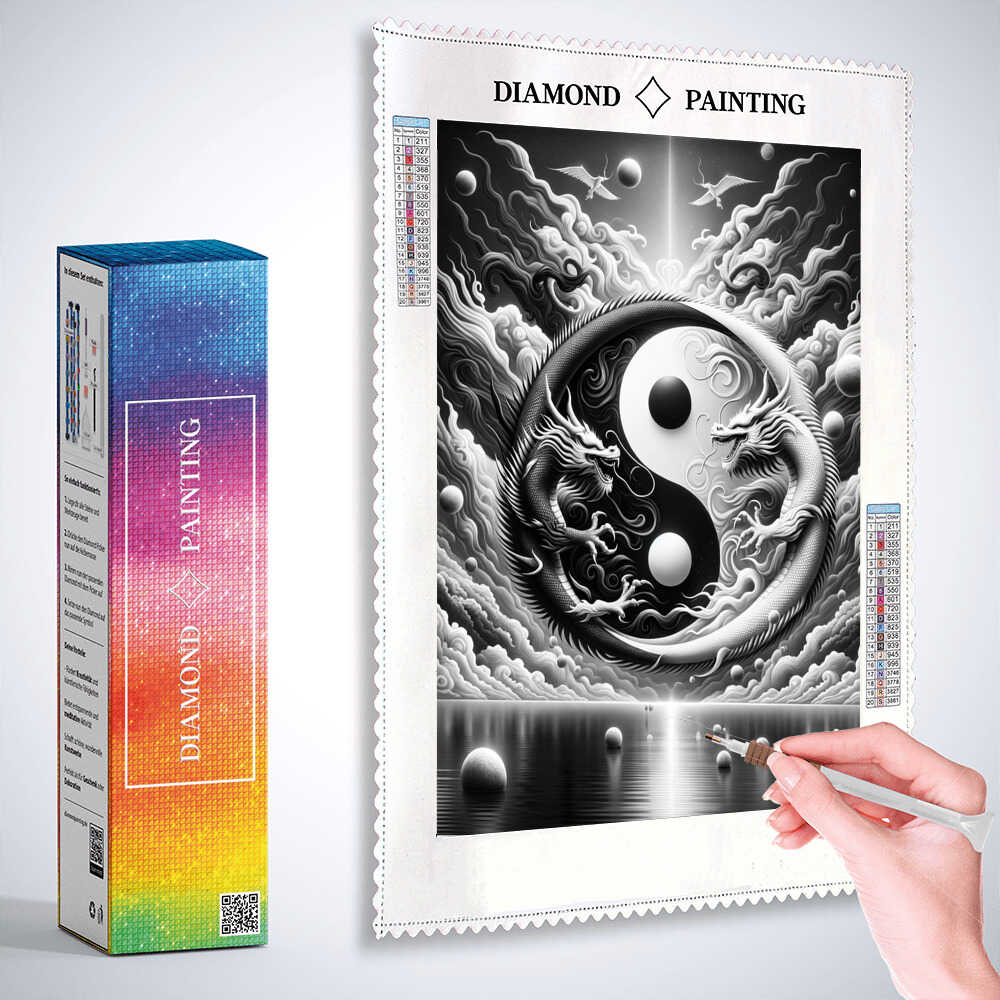 Yin and Yang Dragon — Diamond Painting Kit, product view 3