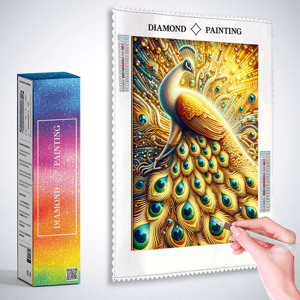 Golden Peacock — Diamond Painting Kit, product view 3