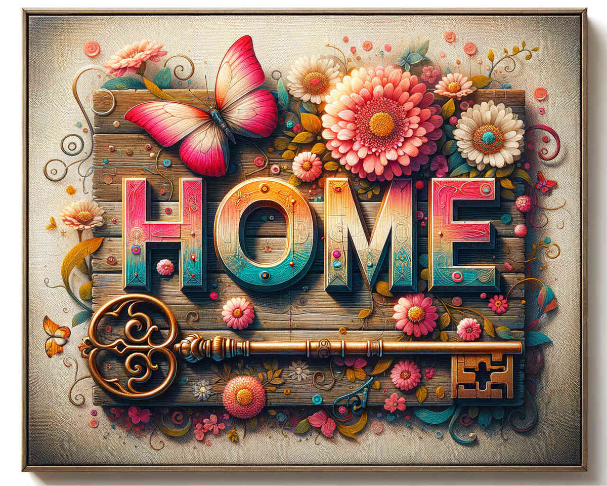 Home, Wood and Key — Diamond Painting Kit design