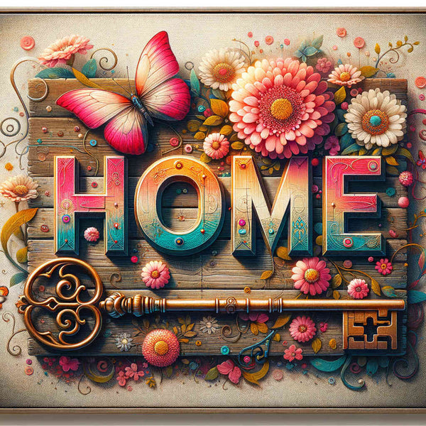 Home, Wood and Key — Diamond Painting Kit design