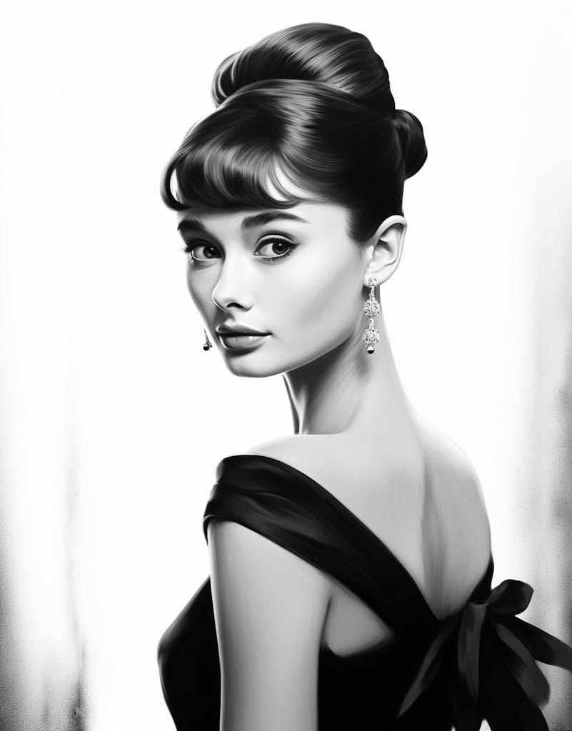 Audrey Hepburn in black and white — Diamond Painting Kit design