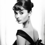 Audrey Hepburn in black and white — Diamond Painting Kit design