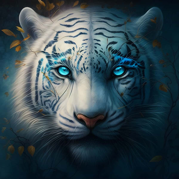White Tiger Frontal — Diamond Painting Kit design
