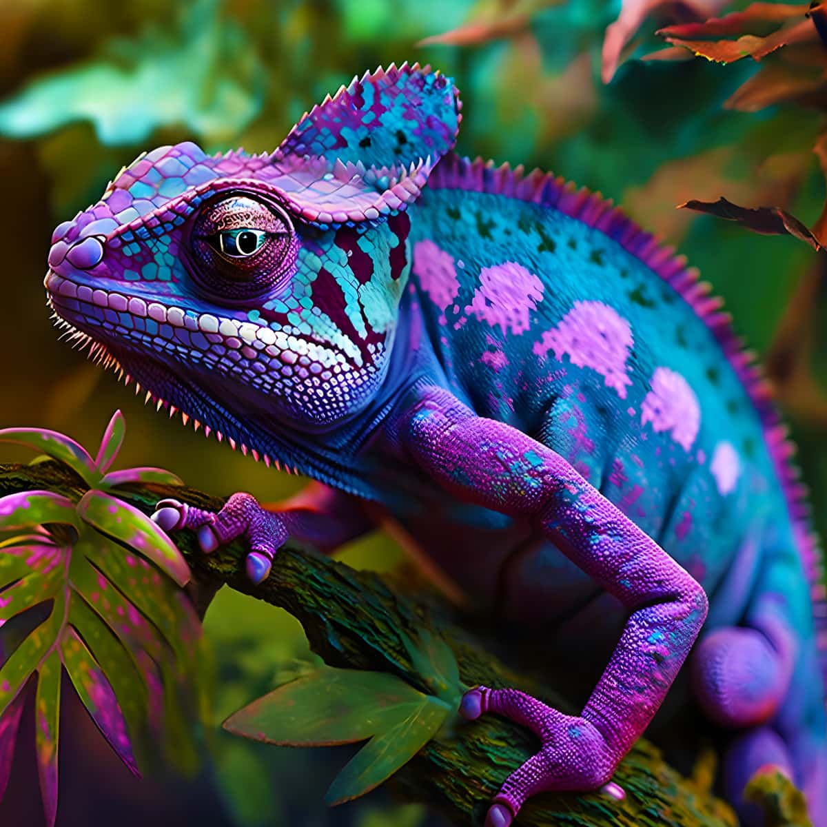 Purple blue chameleon — Diamond Painting Kit design